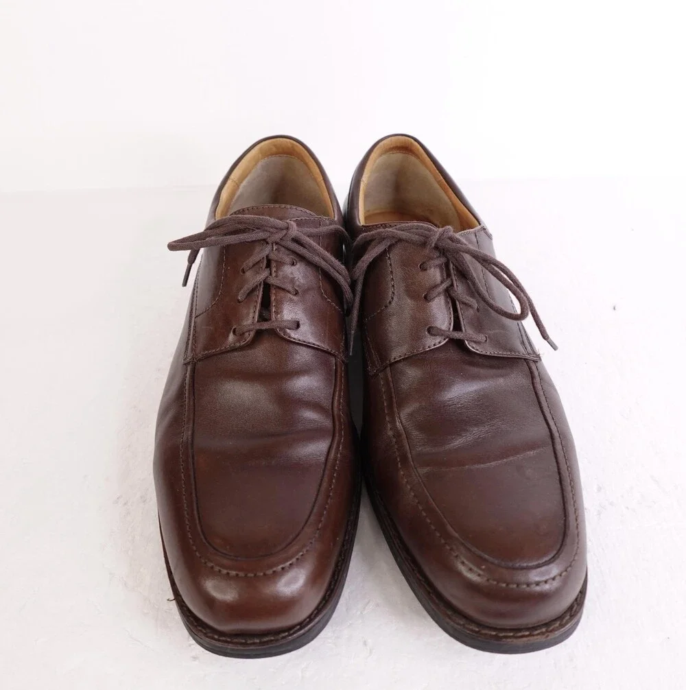 Johnston & Murphy Shoes Mens Size 9 Brown Apron Toe Derby Dress 7430 Lace Up